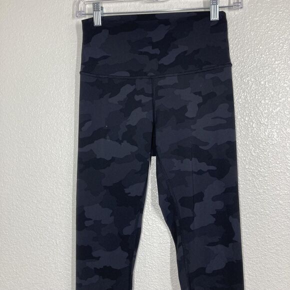 Lululemon Pants Womens 6 Black Camo Align High Rise Leggings Yoga Athletic Gym - Picture 11 of 14